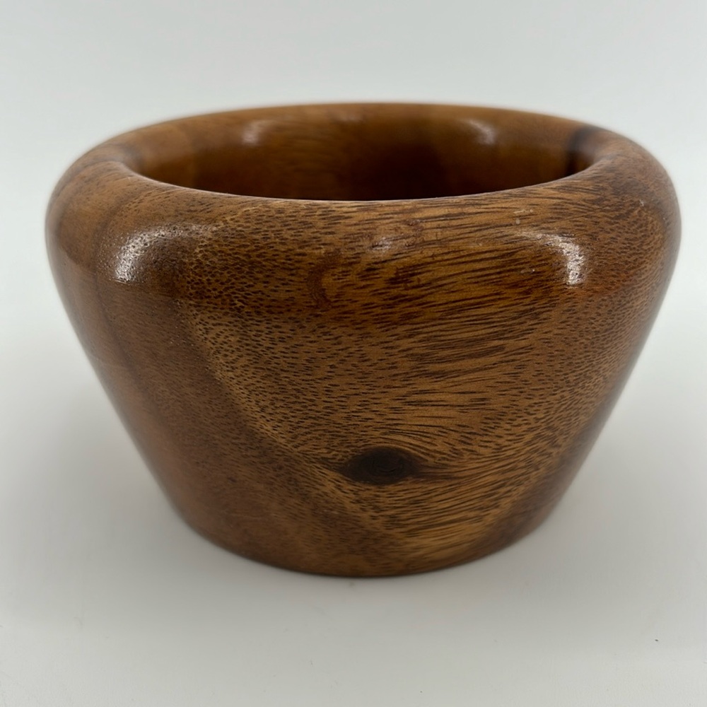 Vintage hand turned MCM wooden bowl signed by artist